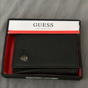 Guess Black Card Holder with Gold Accent